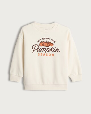 F&F Girls Cotton Rich Pumpkin Picking Crew Sweatshirt in Cream | Tesco F&F