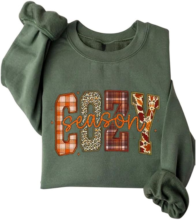 Cozy Season Sweatshirt for Women Crewneck Sweatshirts Coffee Weather Pullover Casual Fleece Long ... | Amazon (US)