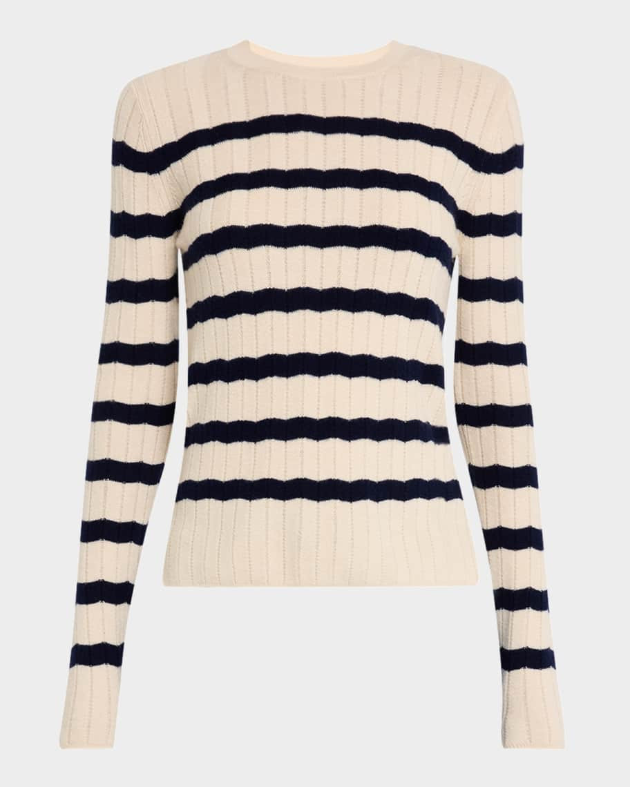 Vanessa Bruno Crewneck Chevron Striped Sweater | Neiman Marcus