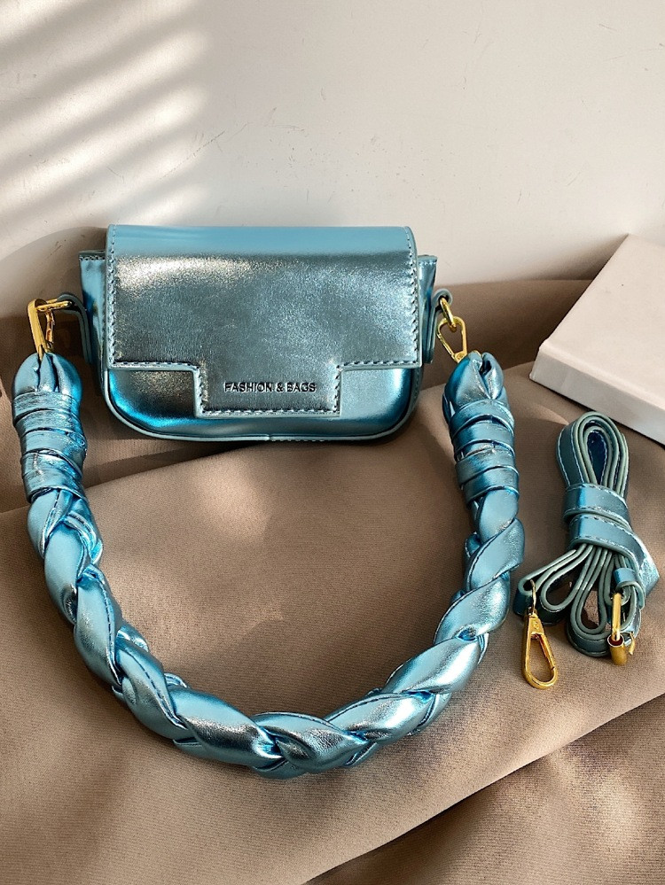 Mini Metallic Braided Detail Flap Square Bag | SHEIN
