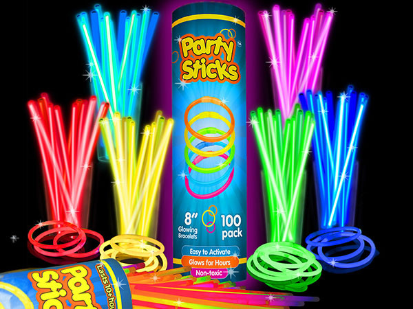 PartySticks Glow Sticks Party Supplies 100pk - 8 Inch Glow in the Dark Light Up Sticks Party Favors, Glow Party Decorations, Neon Party Glow Necklaces and Glow Bracelets with Connectors | Amazon (US)