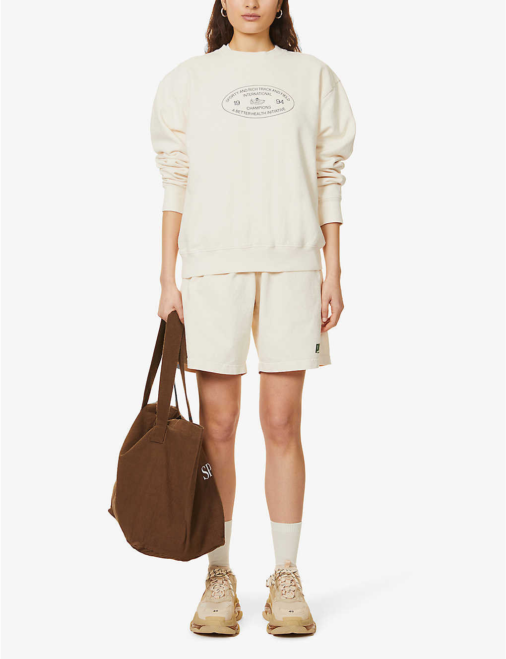SPORTY & RICH Track & Field graphic-print cotton-jersey sweatshirt | Selfridges