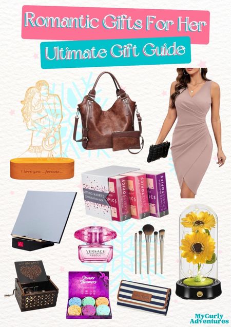 Surprise her with a gift that will make her heart skip a beat any season! - Personalized Photo Lamp, Leather Shoulder Tote Bag, Sexy V-Neck Sleeveless Dress, Buddha Board, TableTopics: Getting Married Conversation Pack, Versace Bright Crystal Absolute Eau De Parfum Spray, Makeup Brush Set, Lighted Sunflowers in Glass Dome, Nautica Women’s Perfect Carry-All Money Management Organizer, Shower Steamers Aromatherapy, Can’t Help Falling in Love Wooden Music Box

- Best Romantic Gift Ideas for Her That She’ll Love, gifts for her, white elephant gifts, secret santa, yankee swap, exchange gift ideas, holiday gift, thanksgiving gift, Christmas gift, birthday gift, personalized gift, Valentines gift, Walmart, Etsy, Amazon, gift ideas, surprise gift, seasonal gift, gift shopping, holiday shopping, Christmas shopping

#LTKHoliday #LTKGiftGuide #LTKfindsunder50 #LTKfindsunder100 #LTKsalealert #LTKfamily #LTKparties #LTKSeasonal #LTKstyletip #LTKtravel #LTKitbag