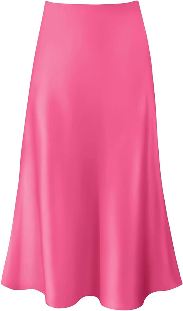 Komorebi Satin Skirt for Women High Waist Midi Skirt Elegant Silk Skirts Summer Casual Flared A L... | Amazon (US)