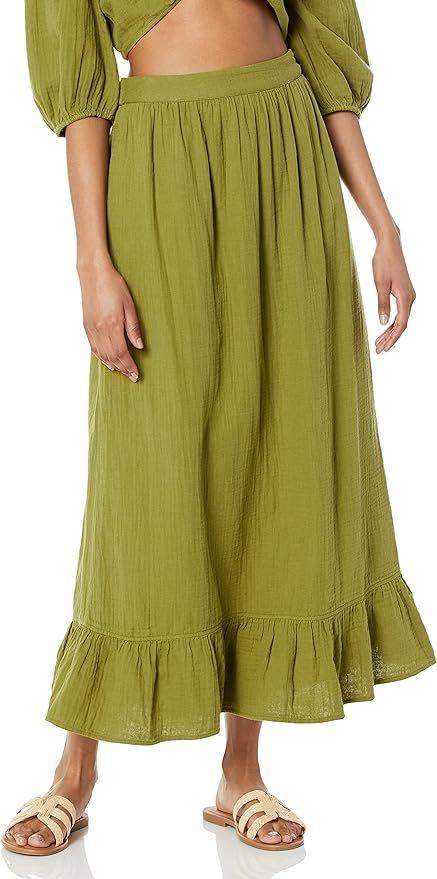 The Drop Women's Patria Gauze Pull-On Ruffle Hem Maxi Skirt | Amazon (US)