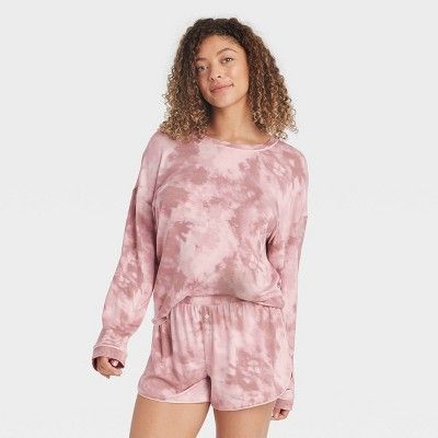 Women's Tie-Dye Beautifully Soft Long Sleeve Top and Shorts Pajama Set - Stars Above™ Pink | Target