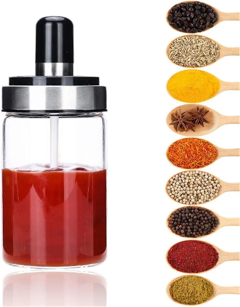 Porta Tempero em Vidro com Colher Sal, Açucar, Condimentos, Pimenta, Tomilho, Orégano 6 Unidade... | Amazon (BR)