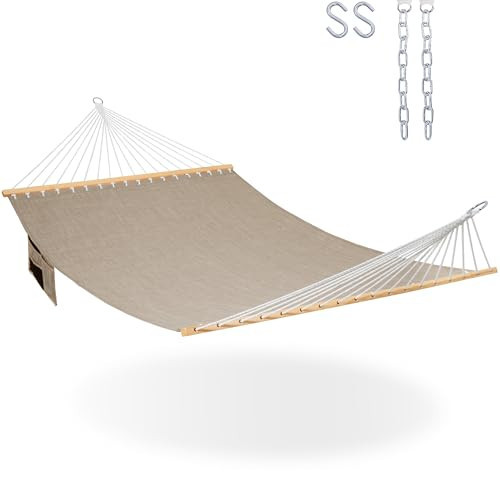 Lazy Daze Hammocks 11 FT Double Outside Hammock Quick Dry Olefin Fabric Hammock with Spreader Bar & Side Pocket for Outdoor Poolside Backyard 450 lbs Capacity, Khaki | Amazon (US)