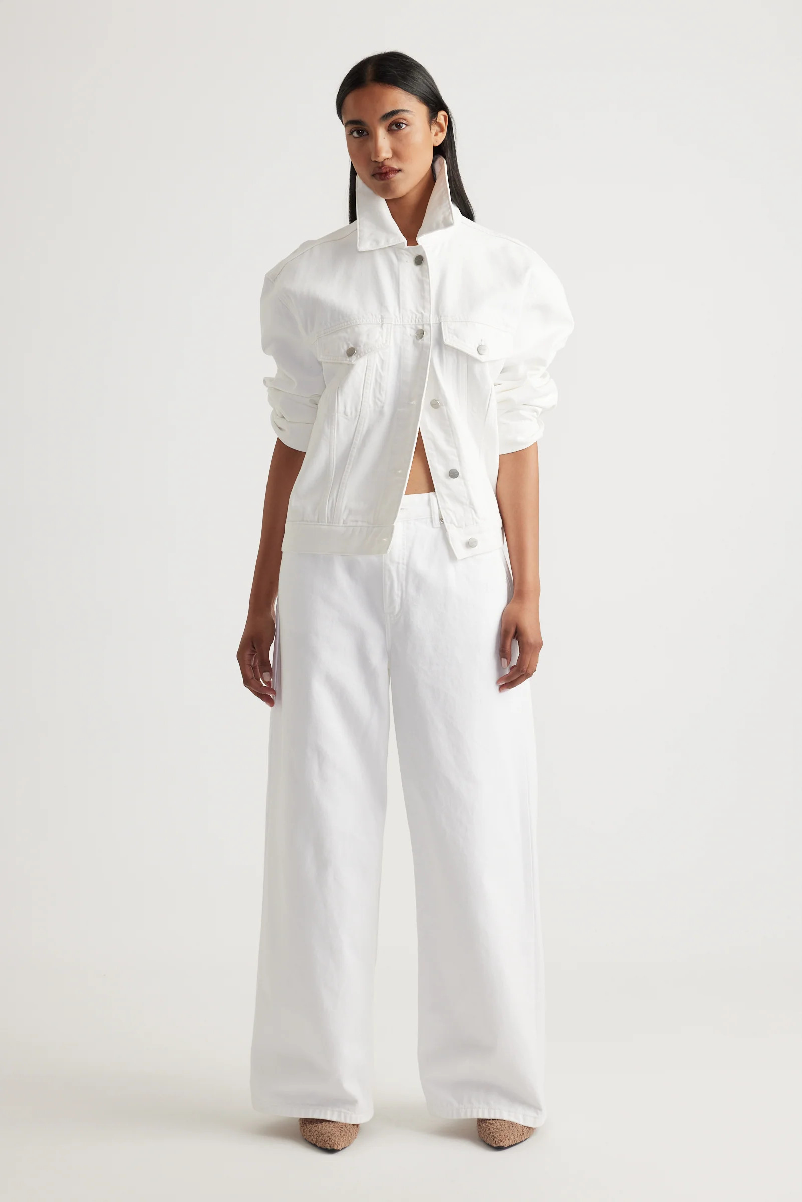 Elena High Rise Wide Jeans - White | DECJUBA