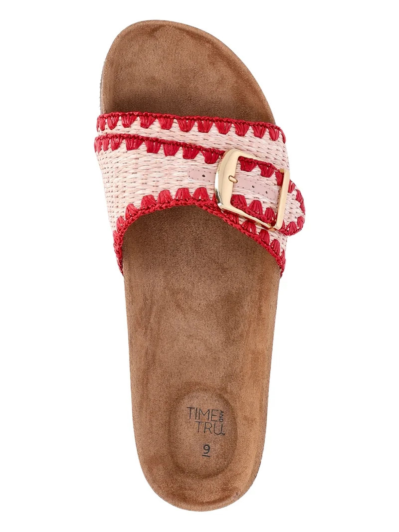 Time and Tru Women's One Buckle Footbed Slide Sandals | Walmart (US)