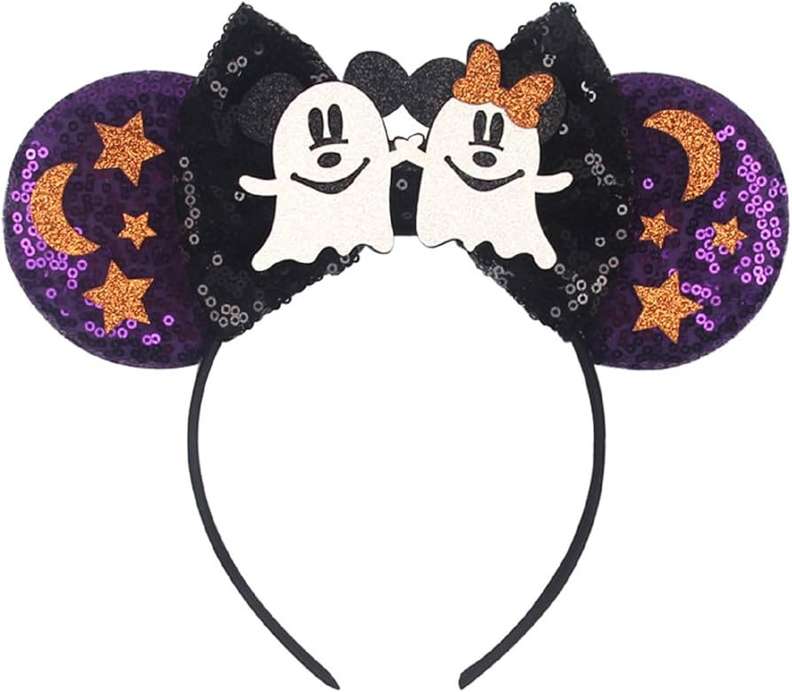 LSHDXD Hairband, Hand-made Headband with Adjustable Halloween Pattern Cat Ear Mouse Ear, Glitter ... | Amazon (US)
