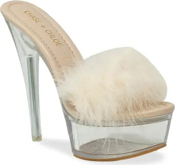 Chase & Chloe Serenity Faux Fur Stiletto Mule Sandal | Nordstrom Rack