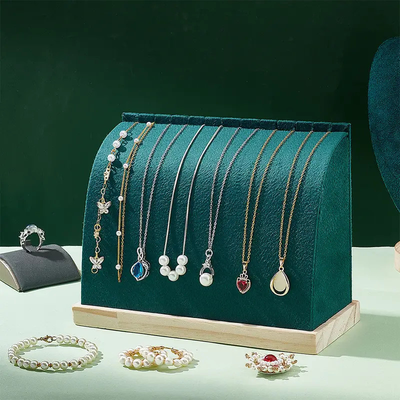 Velvet Jewelry Display Stand Wooden Necklace Bracelet - Temu | Temu Affiliate Program