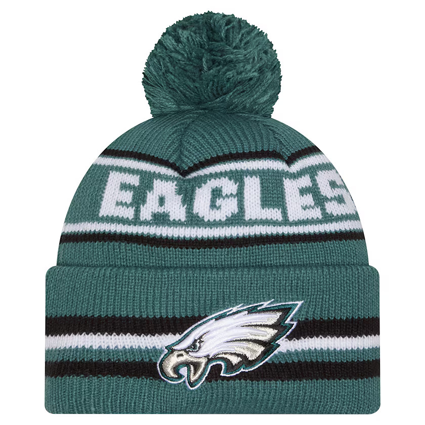 Philadelphia Eagles New Era Classic Cuffed Knit Hat with Pom - Midnight Green | Fanatics