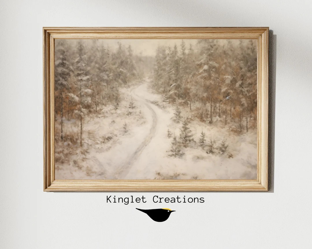 Winter Pine Forest Christmas Painting DIGITAL Art Rustic Landscape PRINTABLE Digital Download Nor... | Etsy (US)