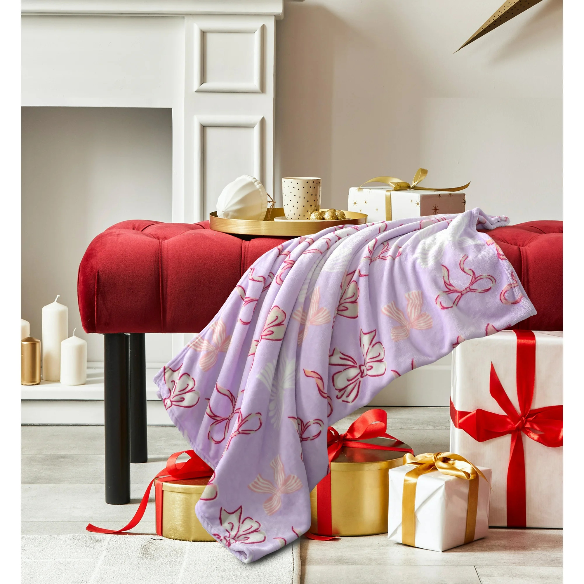 Way to Celebrate Super Soft Cozy Valentines Day Oversize Plush Throw Blankets, Bows | Walmart (US)
