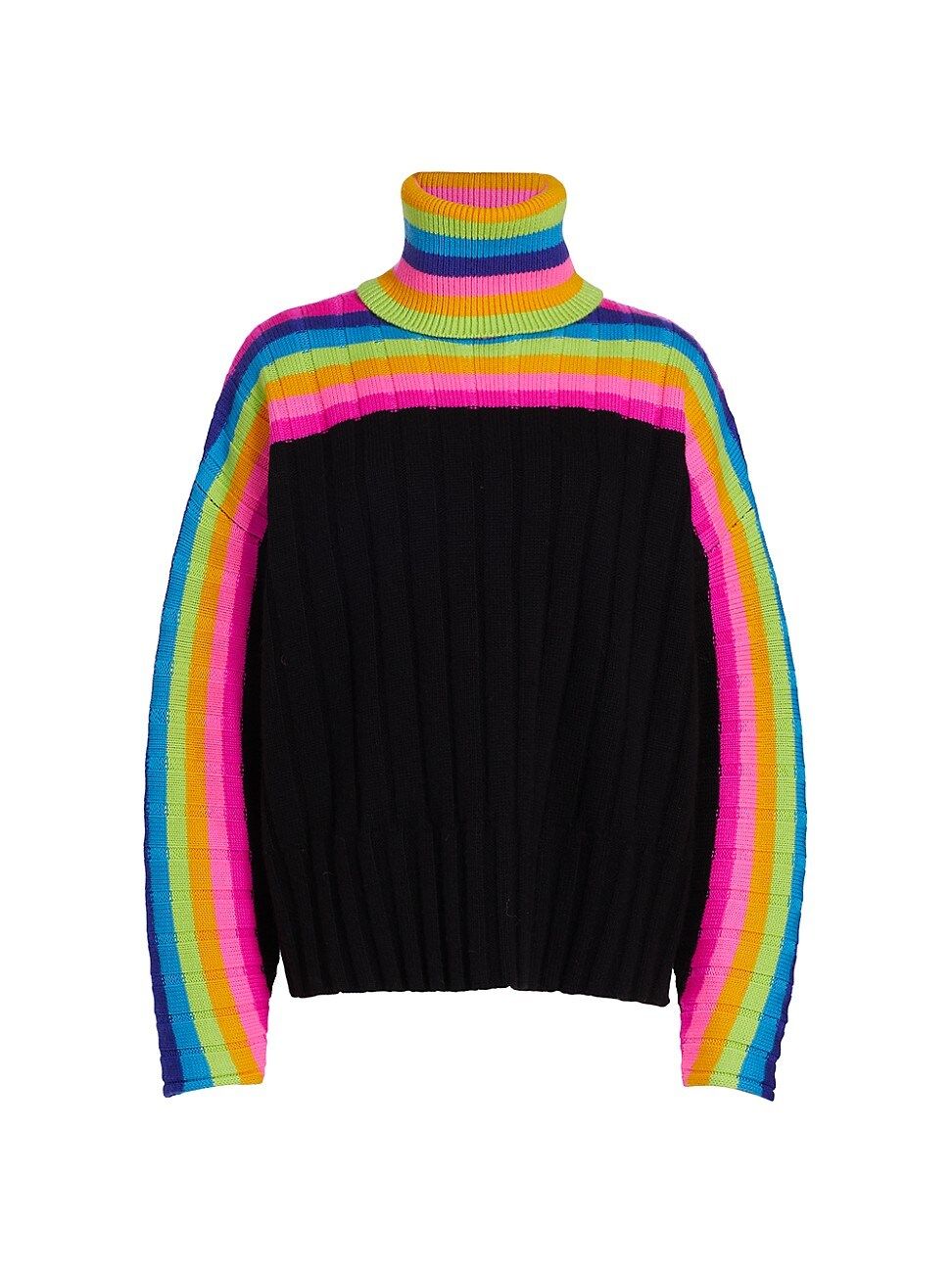 Women's Rainbow Striped Turtleneck Sweater - Black Multi - Size XL - Black Multi - Size XL | Saks Fifth Avenue