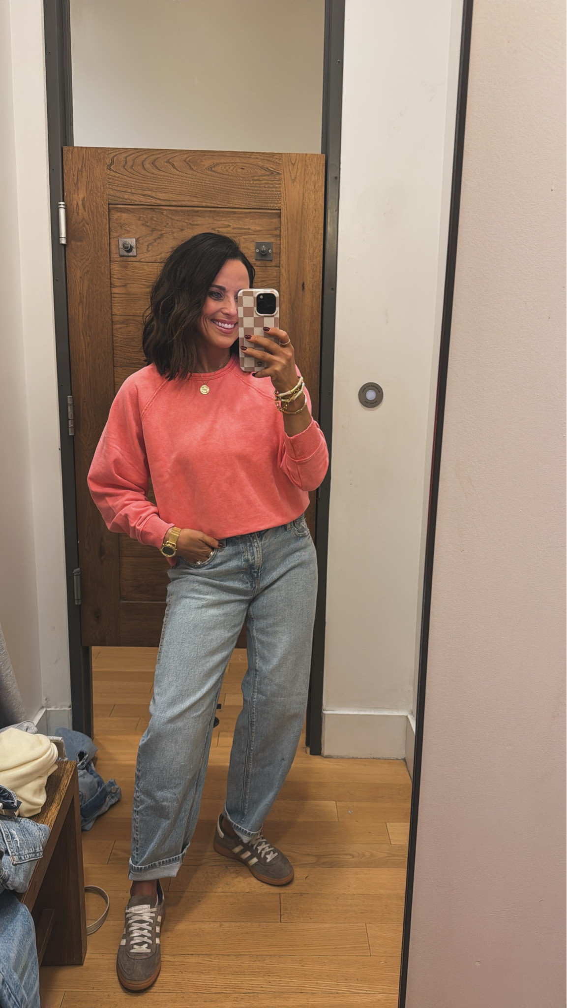 Loving this spring color crewneck from American Eagle! These jeans are comfy and cute! Definitely a must have. Mom outfits cute everyday causal wear spring crewneck American Eagle jeans mom approved outfit of the day Vintage Pickin 

#LTKdayinmylife #LTKmomlife #LTKootd