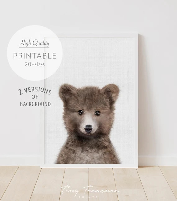 Bear cub Woodland animal print PRINTABLE ART Nursery decor | Etsy | Etsy (US)