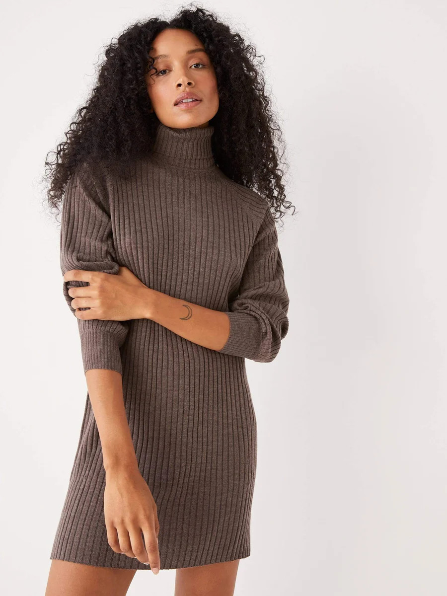 The Merino Wool Turtleneck Dress in Brown | Frank + Oak