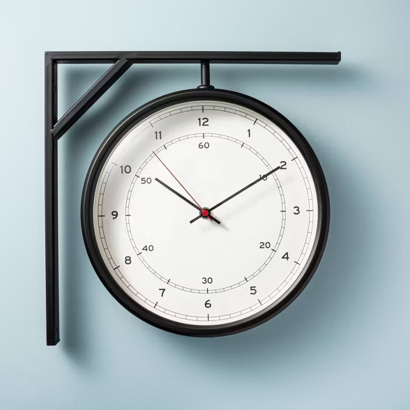 Metal Outdoor Corner Clock Black - Hearth & Hand™ with Magnolia | Target