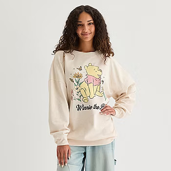new!Womens Crew Neck Long Sleeve Embroidered Winnie The Pooh Juniors Sweatshirt | JCPenney
