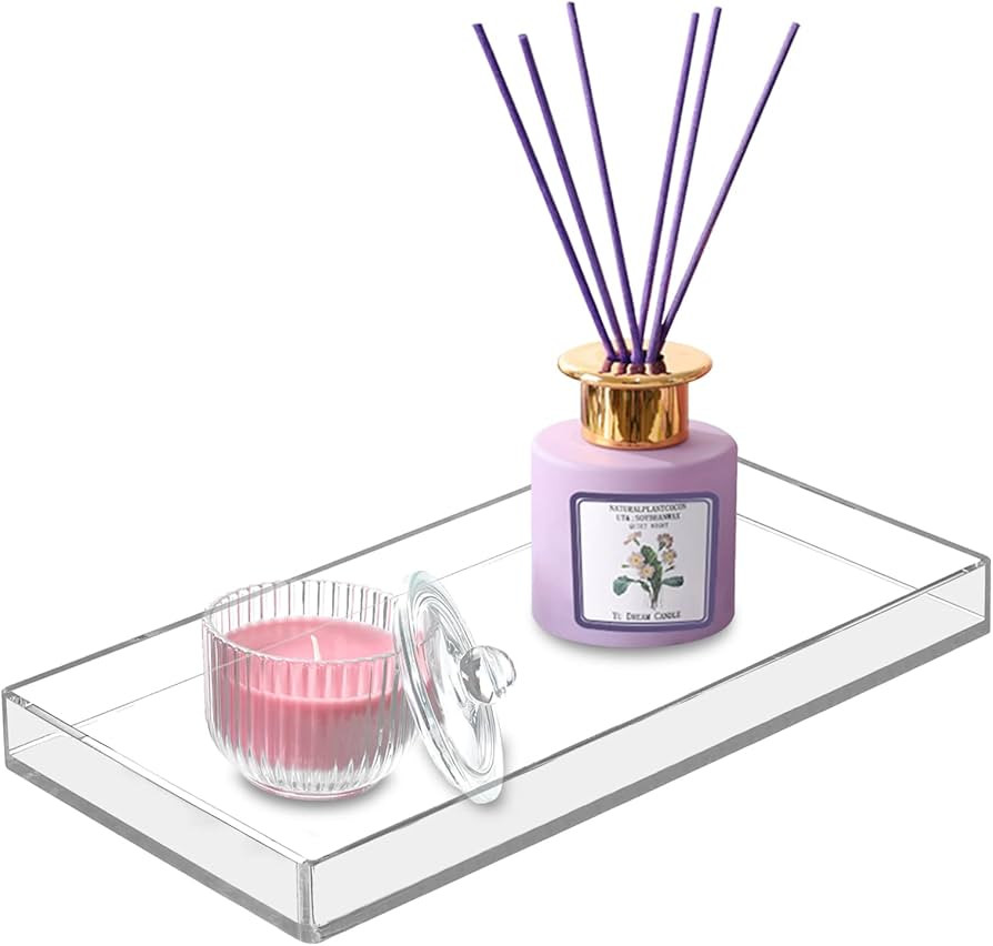 Bigfety Acrylic BathroomTray for Counter, Handmade Clear Trays Sturdy Organizer for Cup, Sponge, ... | Amazon (US)