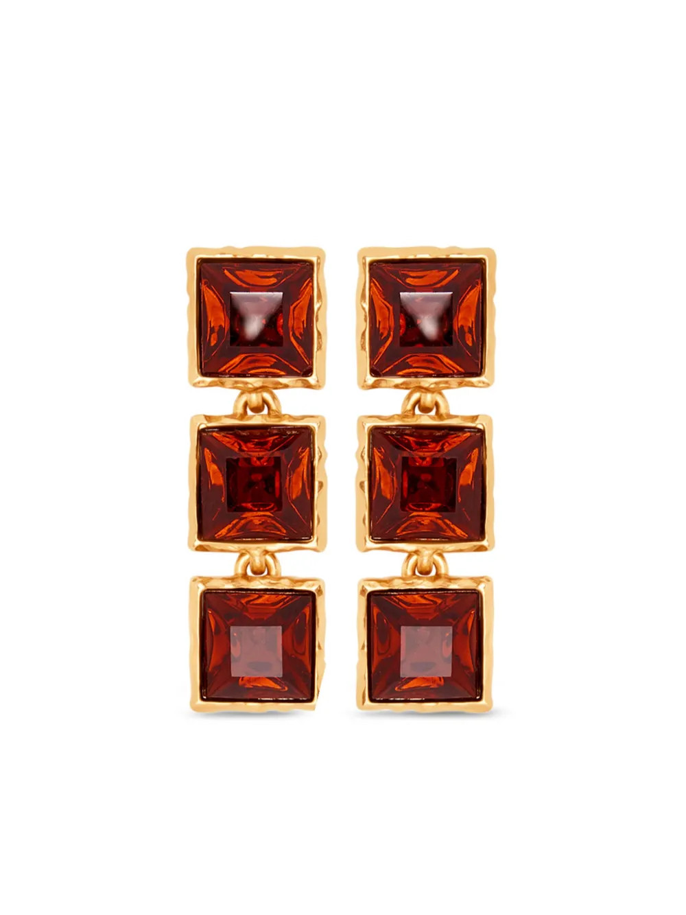 Oscar De La Renta Large Stone Drop Earrings | Red | FARFETCH IE | Farfetch Global