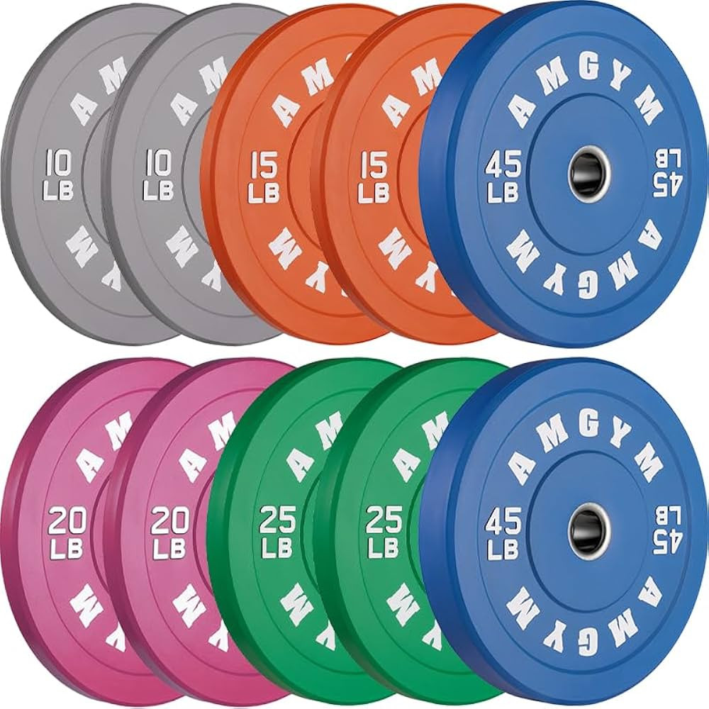 2 Inch Bumper Plates，10-500lbs，Barbell Rubber Olympic Weight Plates Set for Home Gym, Strengt... | Amazon (US)