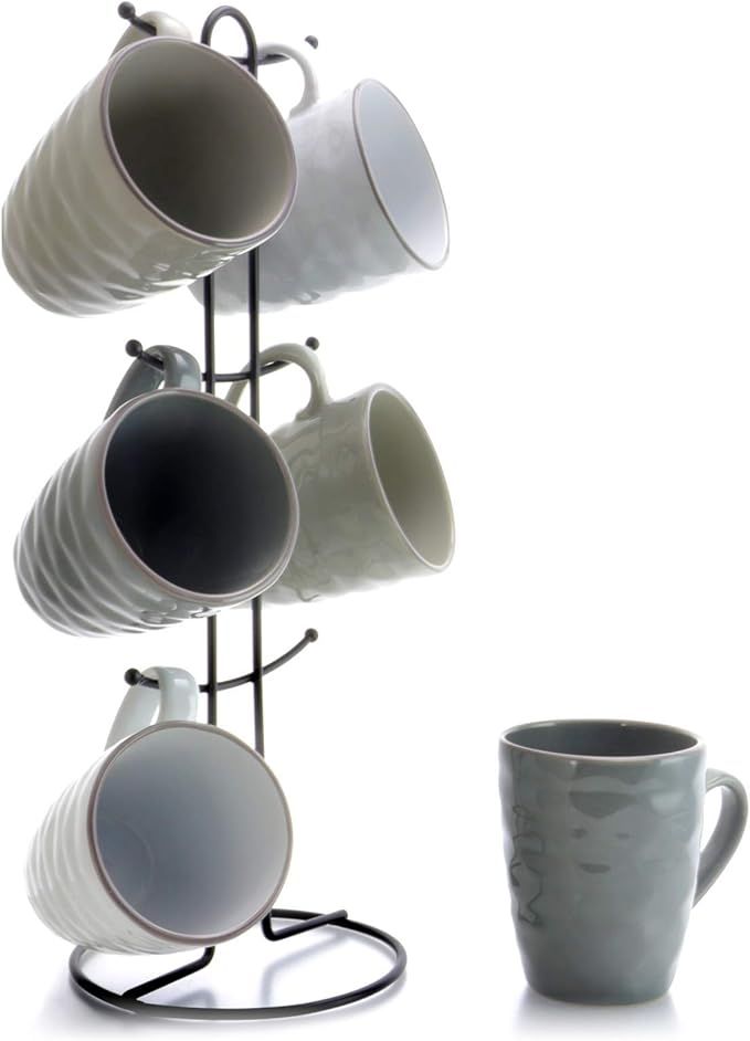Elama Wave Series Mug Set, 12oz, Assorted Grey 2 | Amazon (US)