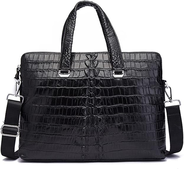 Mens genuine leather briefcase Attache Portfolio Sling Messenger Shoulder Tote 15.6" Laptop Bag | Amazon (US)