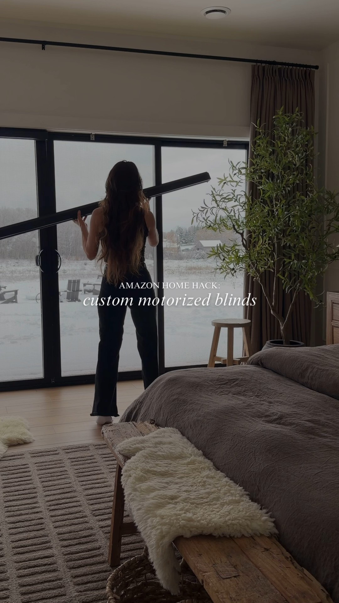 You already know my obsession with these custom motorized blinds from Amazon, so it was only a matter of time before they made it into the bedroom ☺️

I wanted something that filtered the harsh sun to help protect our floors, furniture, and rugs, but I didn’t want to block the view or lose that beautiful natural light. I love a bright space, just not the kind that feels too intense.

This ended up being the perfect middle ground. Soft light, full view, and the room still feels warm and airy.
Truly the best of both worlds.

Fabric: fireproof black

#LTKhome #LTKstyletip #LTKsale