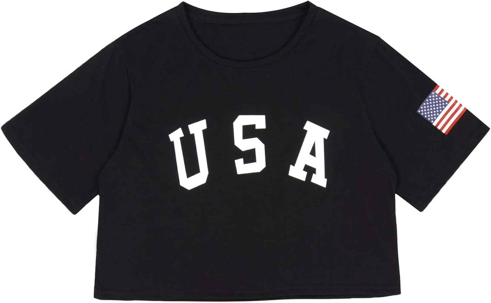 Anna-Kaci Women's Letter Print Crop Top Summer Short Sleeve July 4th USA American Flag T-Shirt | Amazon (US)