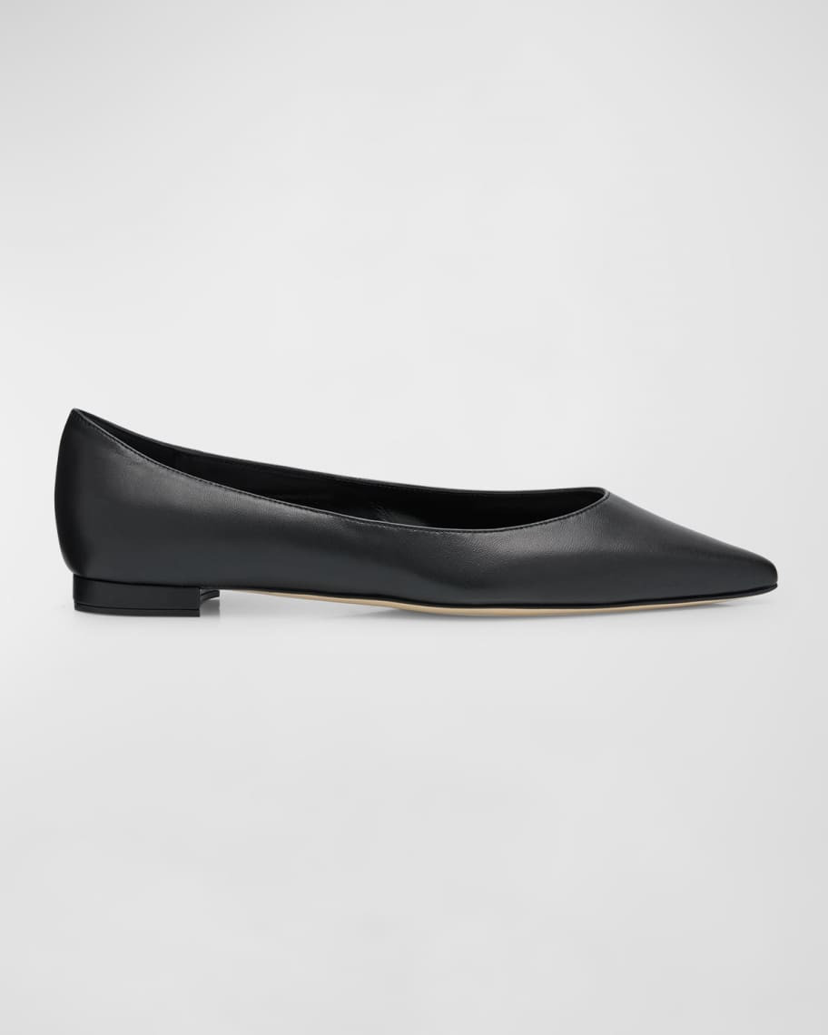 Manolo Blahnik Gala Lambskin Point-Toe Ballerina Flats | Neiman Marcus