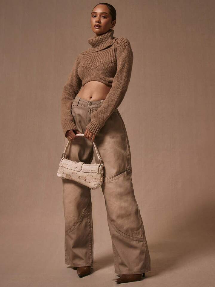 MUSERA High Neck Bustier Knit Crop Sweater | SHEIN