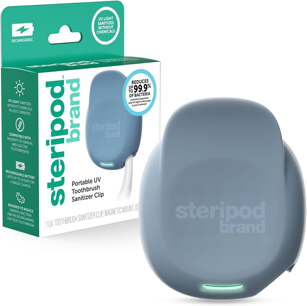 Steripod Brand Portable UV Toothbrush Sanitizer Clip, Reduces Harmful Microorganisms, Rechargeabl... | Amazon (US)