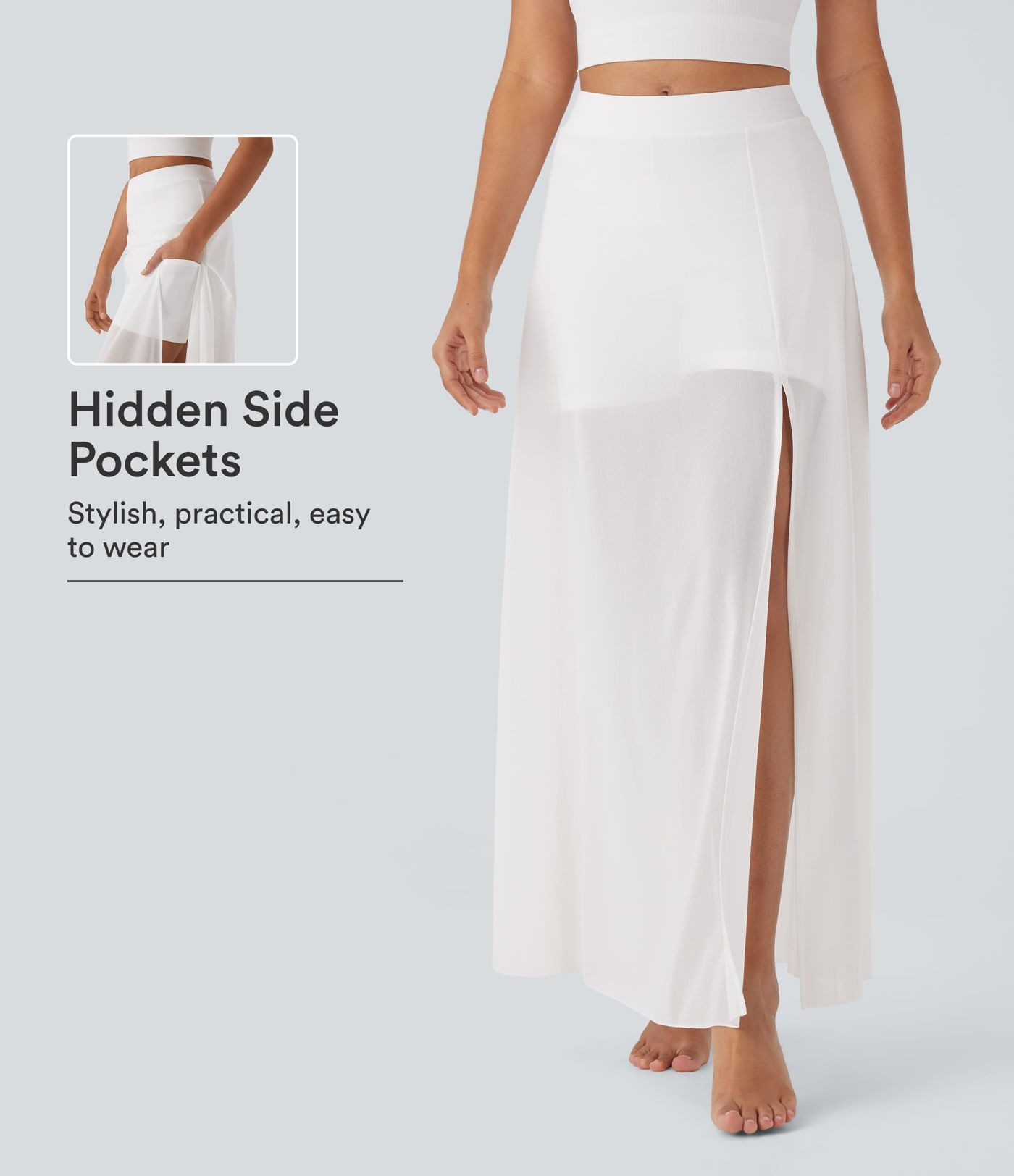 Women\u2019s Mid Rise 2-in-1 Maxi Dance Skirt with Pocket - Halara | HALARA