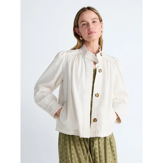 Scoop Women’s Cropped Ruched Jacket, Sizes XS-XXL | Walmart (US)