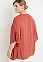 Plus Size Solid Crochet Sleeve Kimono | Maurices