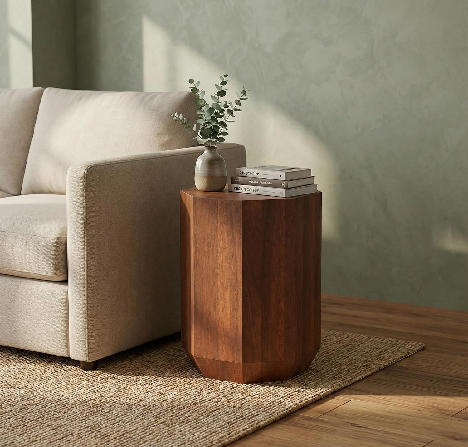 Relso Octavian Geometric End Table - Solid Mango Wood, Walnut Finish, Boho Design, Modern Farmhouse Style, Compact Coffee Table, Nightstand for Bedroom, Living Room, Reading Area (Octavian Brown) | Amazon (US)