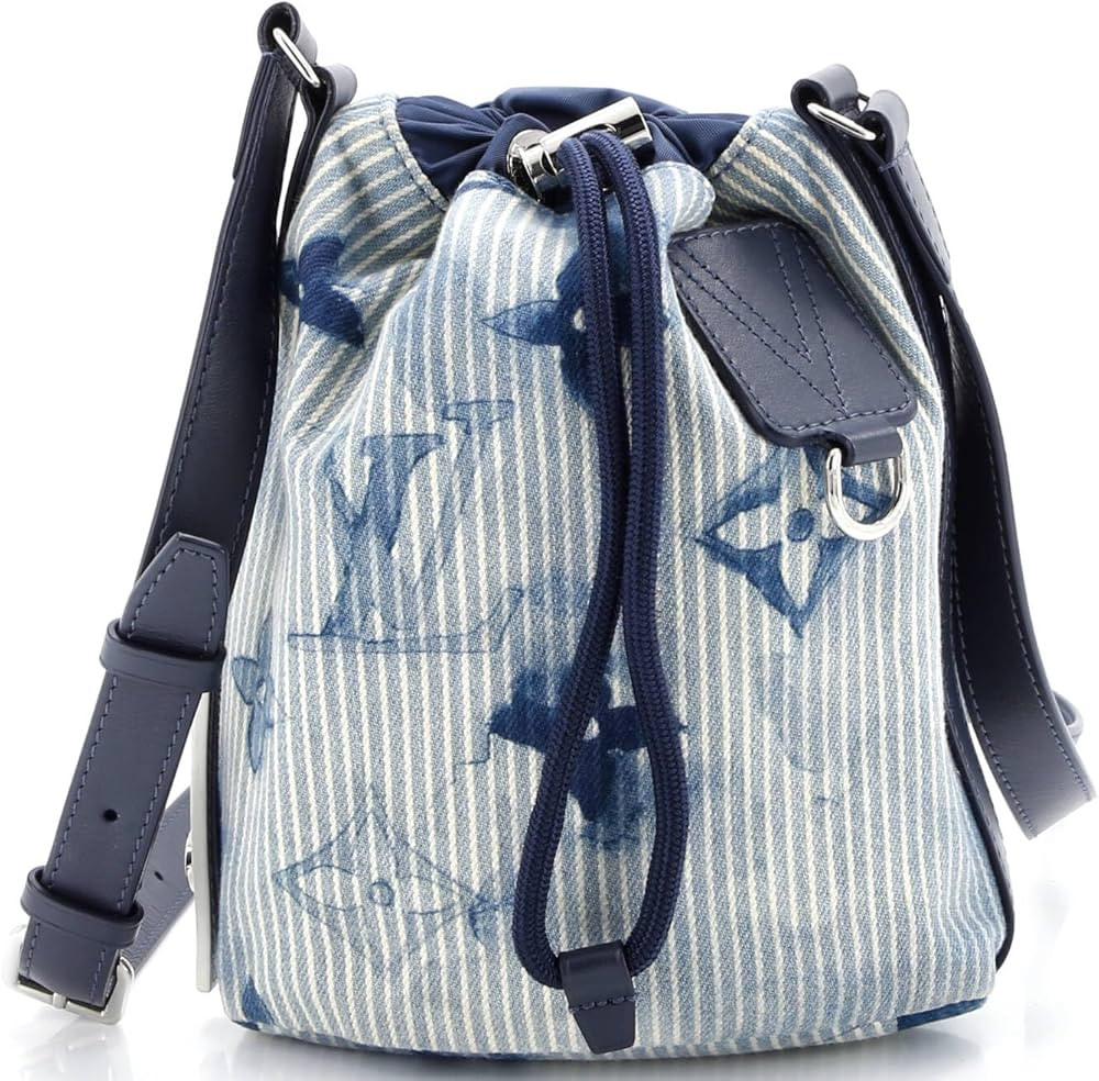 Pre-Loved Sac Marin Bag Limited Edition Monogram Watercolor Stripes Denim BB, Blue | Amazon (US)