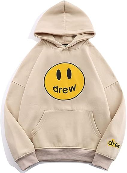 Draw Hoodie Smiley Face Hoodie Bieber Couples Hooded Sweatshirts Pullover Trendy Hip Hop Sweater ... | Amazon (US)
