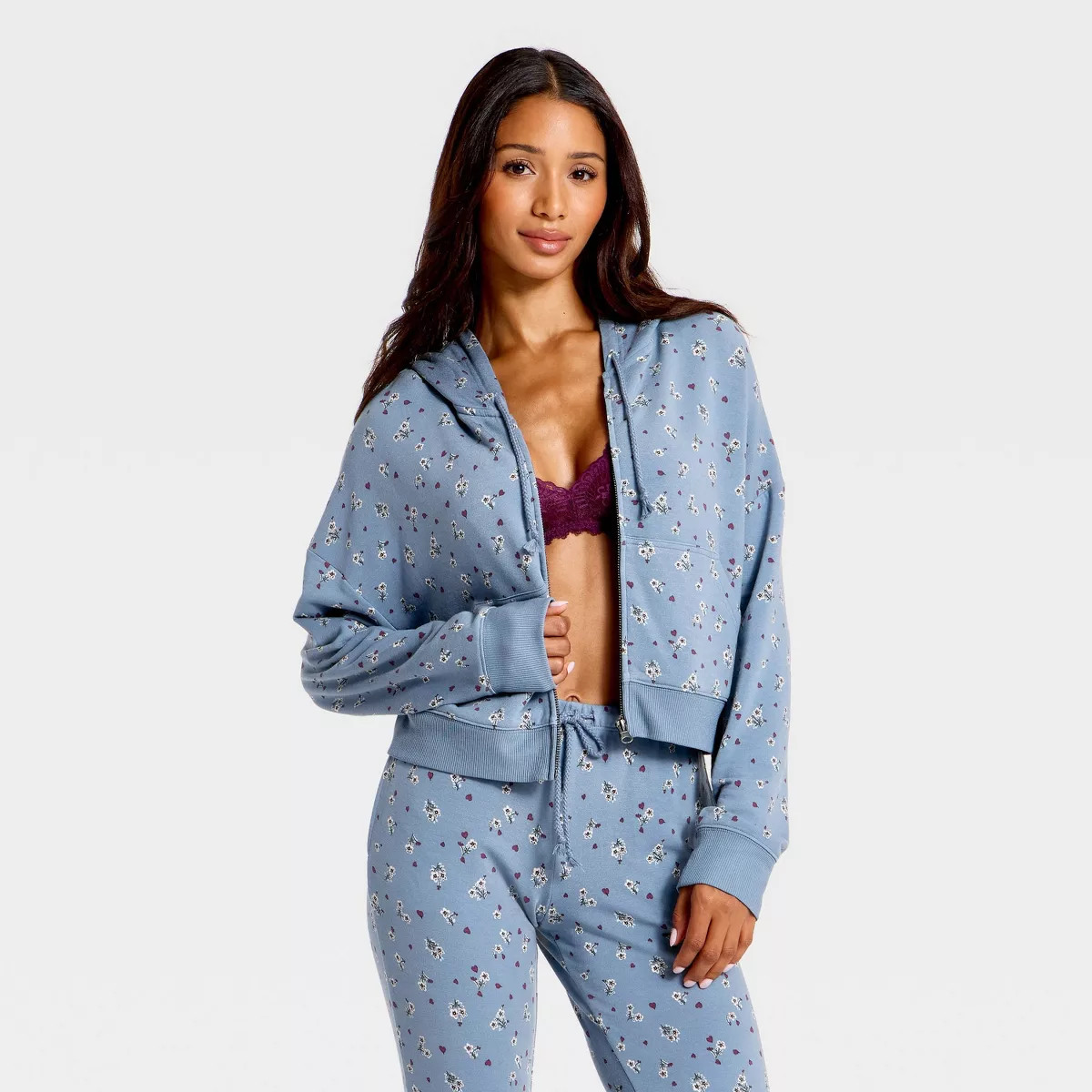 Women's PeachySoft Fleece Zip Hoodie - Wild Fable™ Blue L | Target