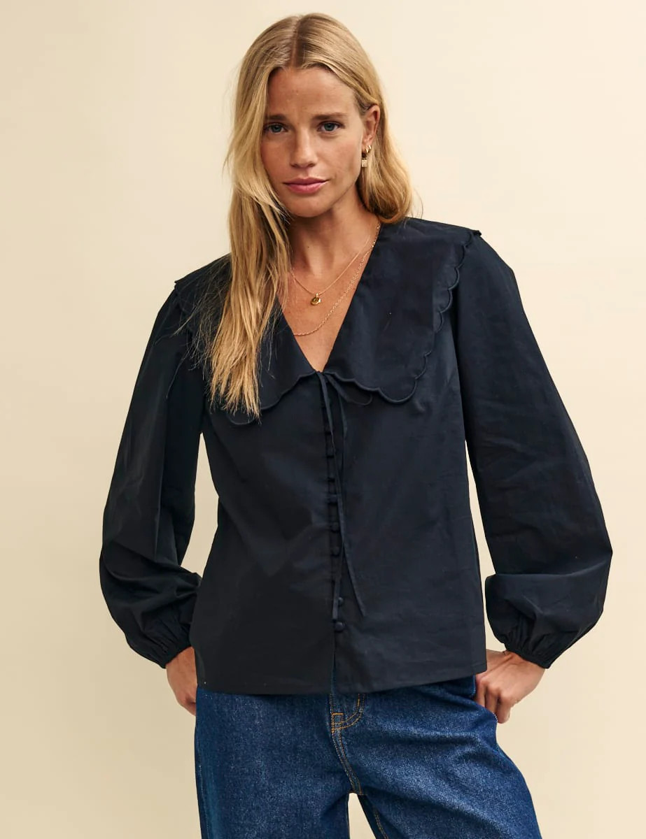 Black Peter Pan Collar Long Sleeve Blouse
  

  
    £49.00 | Nobody's Child
