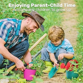 CUTE STONE Kids Gardening Tool Set, Garden Toys with Wheelbarrow, Watering Can, Gardening Gloves,... | Amazon (US)