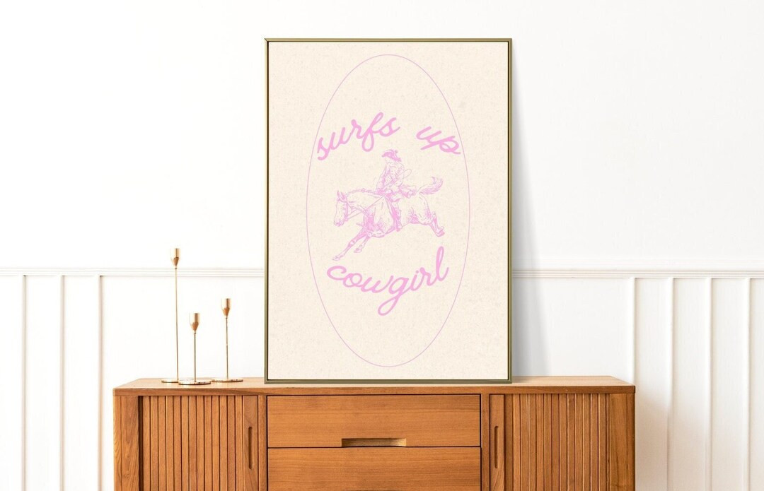 Pink Coastal Cowgirl Wall Art | Coastal Western Print | Coastal Cowgirl Decor | Coastal Cowgirl A... | Etsy (US)
