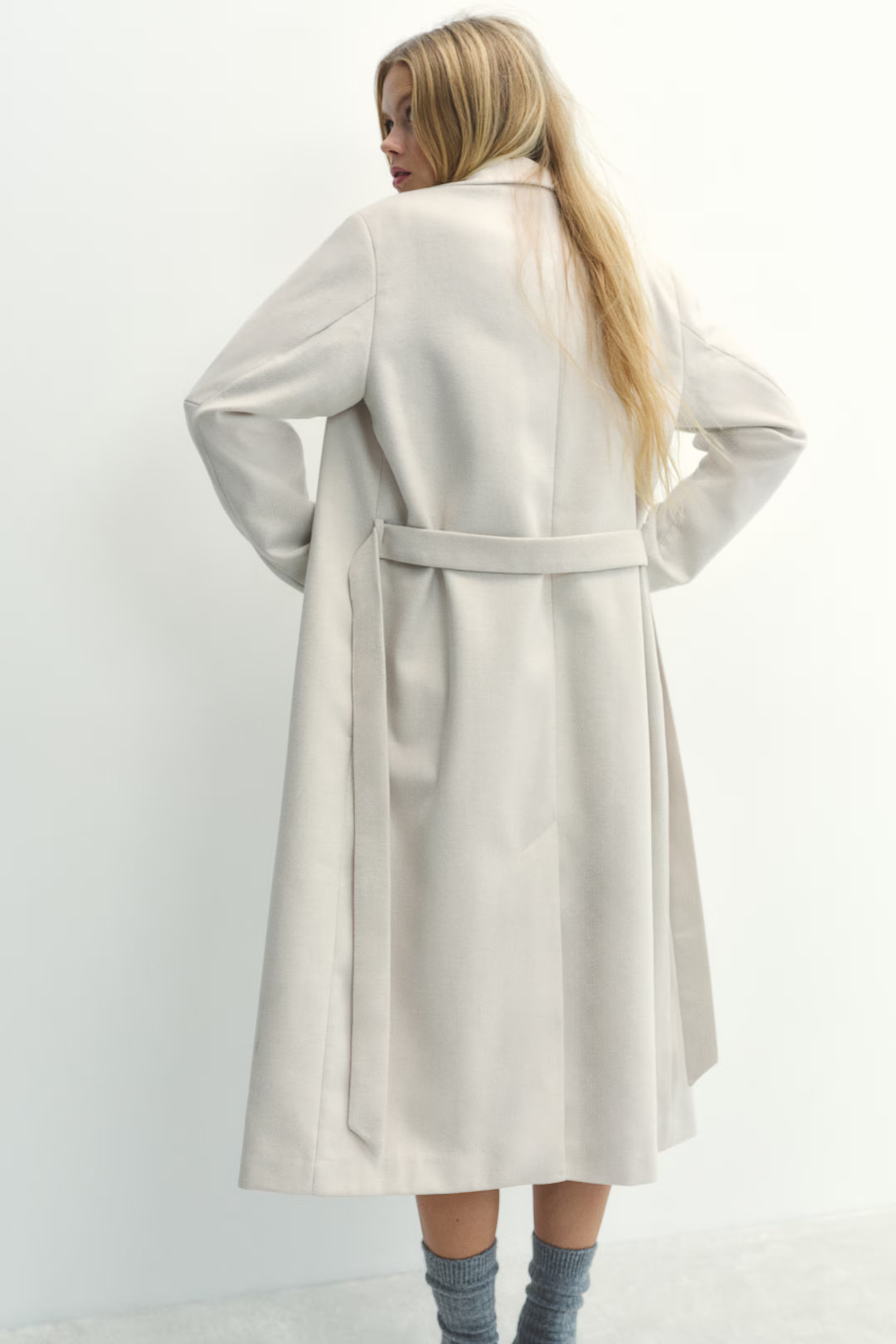 Brushed-Finish Tie-Belt Coat | H&M (US + CA)