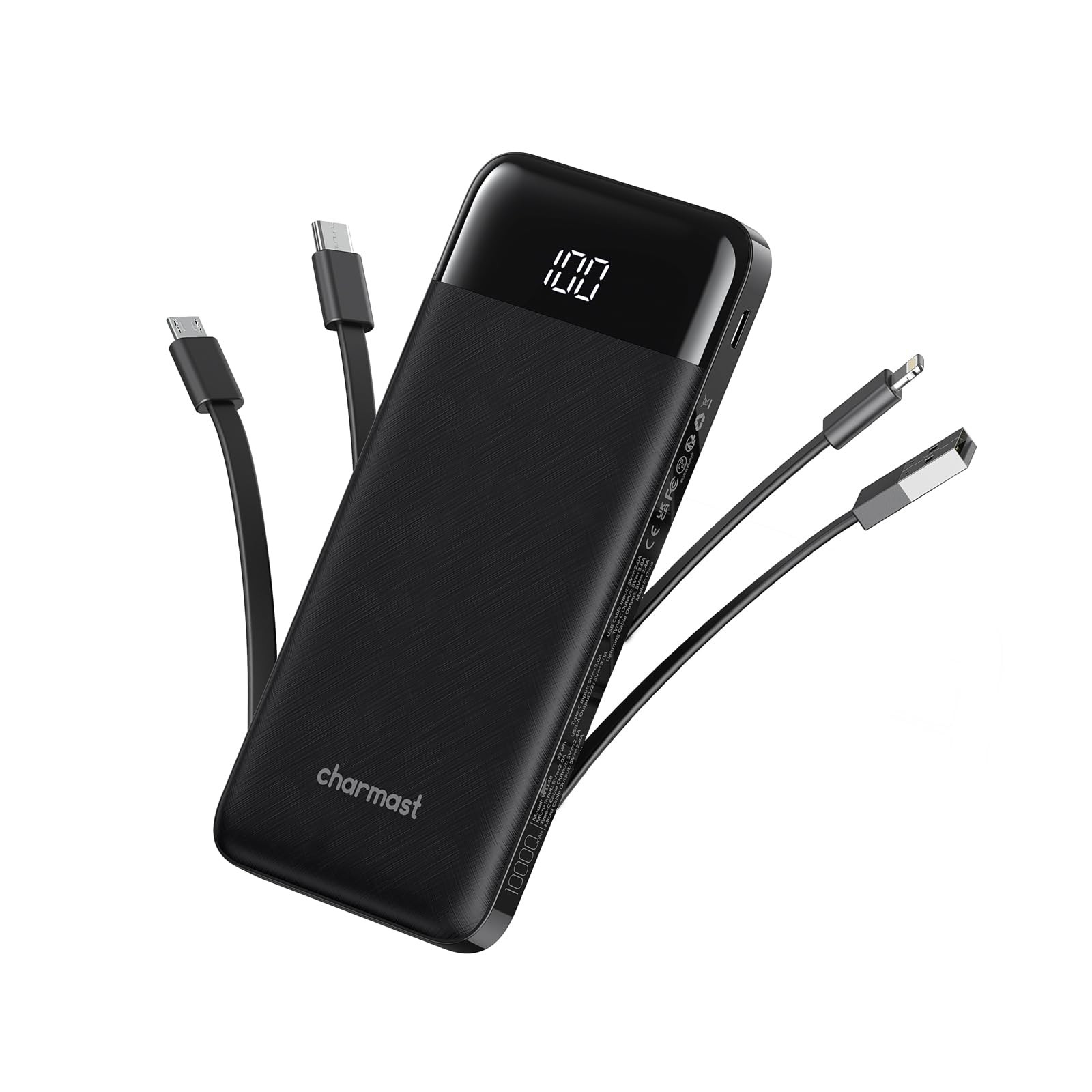 Portable Charger with Built in Cables, Portable Charger with Cords Wires Slim 10000mAh Travel Ess... | Amazon (US)