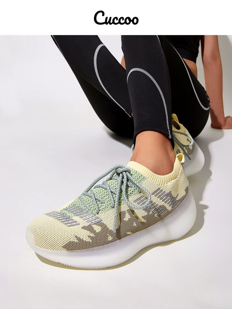 Cuccoo Colorblock Lace Up Front Running Shoes | SHEIN