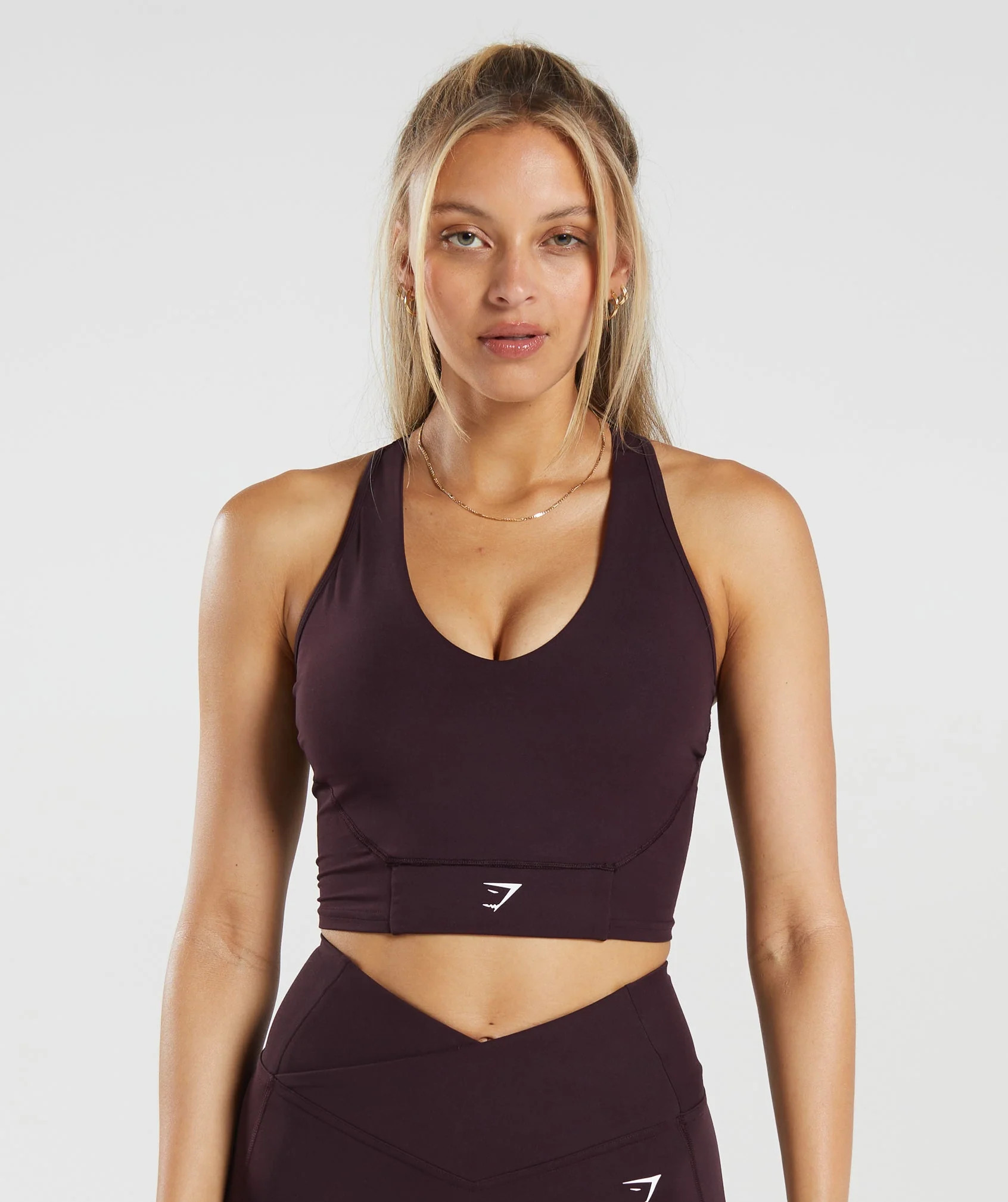 Crop Mesh Tank Plum Brown | Gymshark US